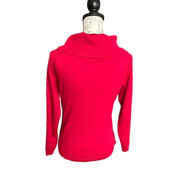 Chico's Red Cowl Neck Long Sleeve Lightweight Sweater 0 Small Minor Flaw - Picture 3 of 8